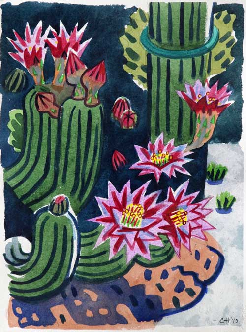 GARDENS - watercolor painting by the Venice painter, Curtis Hoekzema.