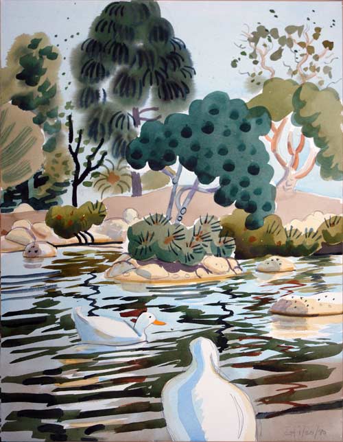 LANDSCAPES - watercolor painting by the Venice painter, Curtis Hoekzema.